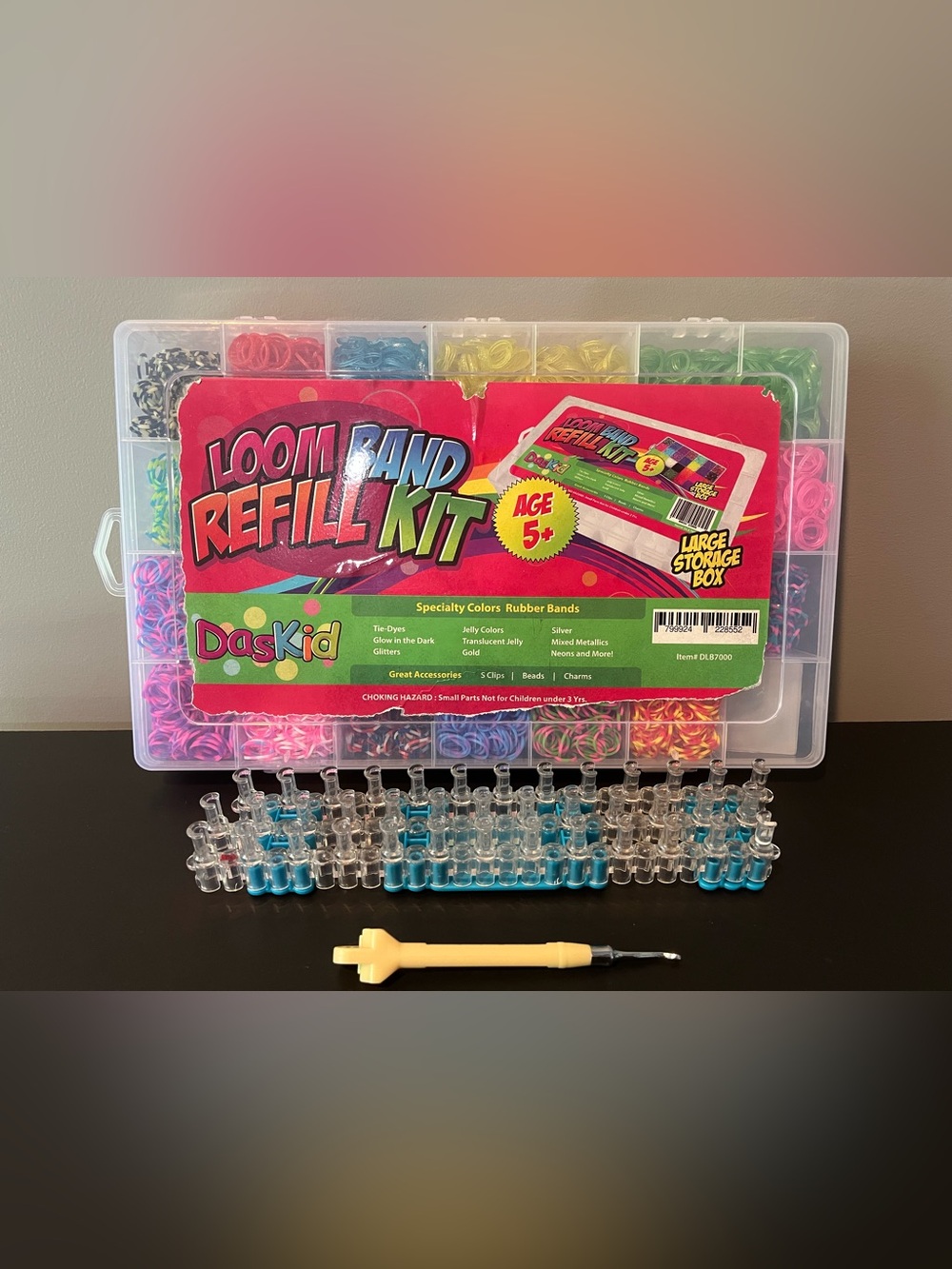 DasKid Loom Band Refill Kit with Pegboard and Weaving Hook